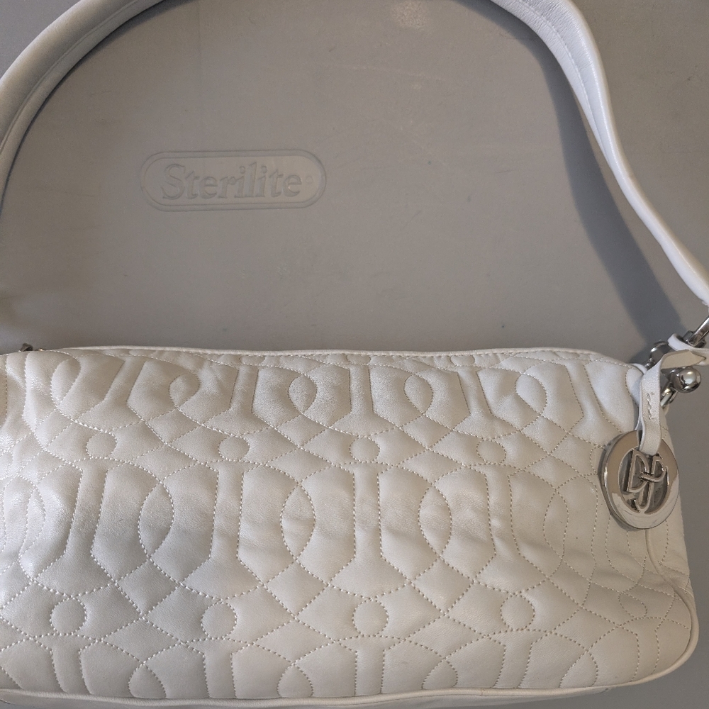 Donald J Pilner Arctic White Quilted Leather‎ Bag